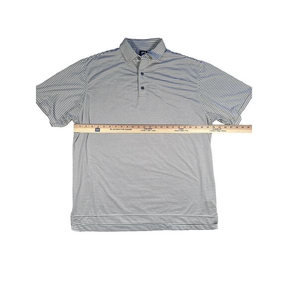 Footjoy Polo Mens Size XL Grey White Striped Performance Golf Short Sleeve - Picture 4 of 7